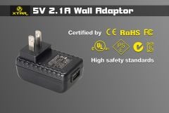 Xtar 2.1A USB Wall Adapter (Compatible with MC1, MC1 Plus, MC2, VC2, VC2 Plus, VC4)
